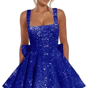 Elegant Blue Sequin Dress